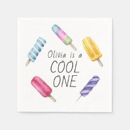 Watercolor Summer Popsicle Ice Cream Birthday Pappersservett