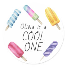 Watercolor Summer Popsicle Ice Cream Birthday