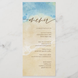 Watercolor SummerCoastal Beach Wedding Menu Meny