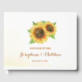 Watercolor Sunblommor Bröllop Gästböcker