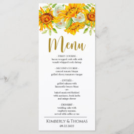 Watercolor Sunblommor Bröllop Midu Menu Meny