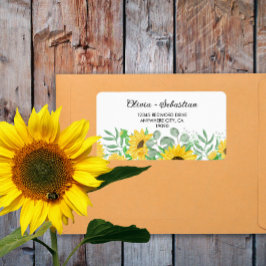 Watercolor Sunblommor Bröllop OSA Adress Adressetikett