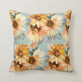 Watercolor Sunblommor Dekorativ kudde