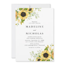 Watercolor Sunblommor & Greenery Bröllop