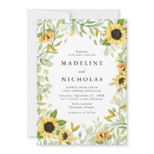 Watercolor Sunblommor & Greenery Bröllop