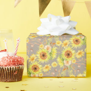 Watercolor Sunblommor Gula blommor Presentpapper
