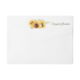 Watercolor Sunblommor Wraparound Address Label Etikettband