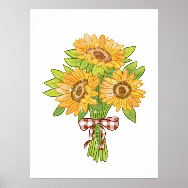 Watercolor Sunflower Bouquet  Poster (Framsidan)