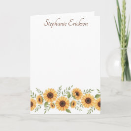Watercolor Sunflower Personalized Stationery Anteckningskort