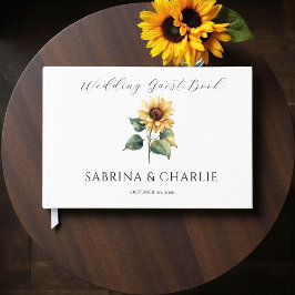 Watercolor Sunflower Rustic Floral Wedding Gästböcker