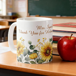 Watercolor Sunflower Teacher Appreciation Script Kaffemugg