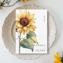 Watercolor Sunflower Wedding Rustic Boho Yellow  Inbjudningar