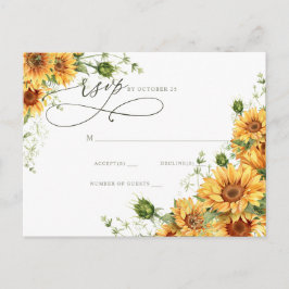 Watercolor Sunflowers Country Garden Floral RSVP Vykort