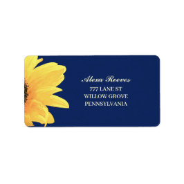 Watercolor Sunflowers dark blue Wedding Adressetikett