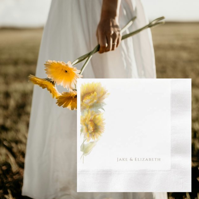 Watercolor Sunflowers Personalized Coined Wedding Pappersservett (Skapare uppladdad)