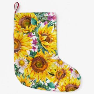 Watercolor sunflowers summer vintage seamless patt liten julstrumpa