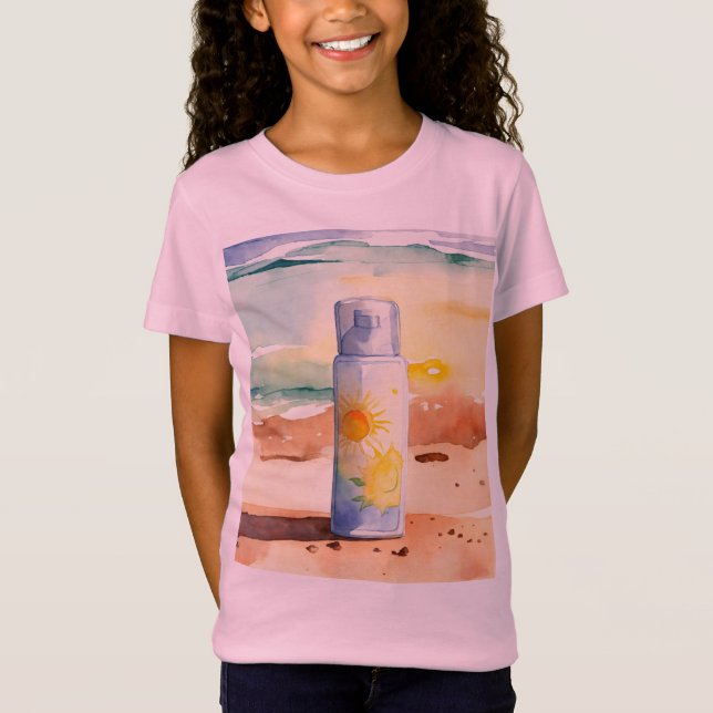 Watercolor Sunscreen Flaska T Shirt (Framsida)