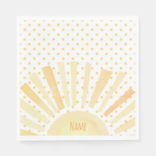 Watercolor Sunshine Orange Gult Polkadots, sommart Pappersservett