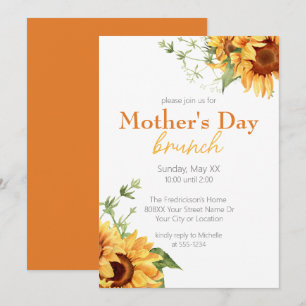 Watercolor Sunwers Mors dag Brunch Inbjudningar