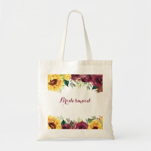 Watercolor Sunwers Rustic Blommigt Bridesmaid Tygkasse