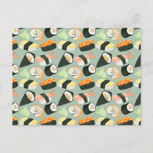 Watercolor Sushi Mönster Vykort