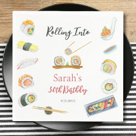 Watercolor Sushi och Sashimi oavsett ålder Födelse Pappersservett
