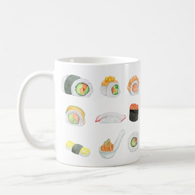 Watercolor Sushi Rolls Kaffemugg (Vänster)