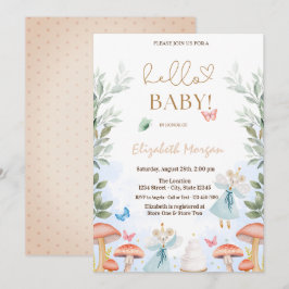 Watercolor Svamp Fjärilar Prickar Baby Shower Inbjudningar