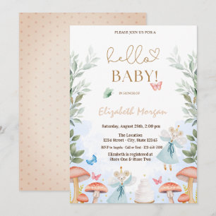 Watercolor Svamp Fjärilar Prickar Baby Shower Inbjudningar