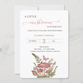 Watercolor Svampar Fjärilar Baby Shower Inbjudningar
