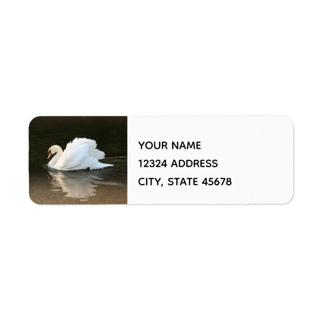 Watercolor Svan Returadress Etikett (Framsidan)