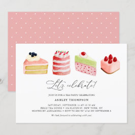 Watercolor Sweet Cakes Tea Party Brunch Inbjudningar