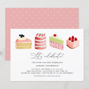 Watercolor Sweet Cakes Tea Party Brunch Inbjudningar
