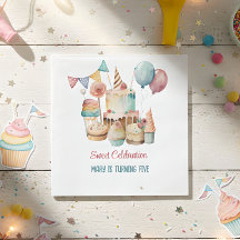 Watercolor Sweet firande barns födelsedag
