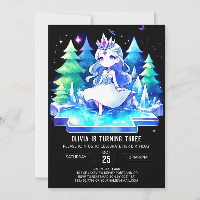 Watercolor Sweet Princess Birthday Inbjudningar (Framsida)