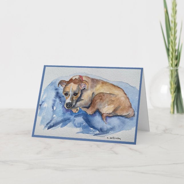watercolor sweet rescue pup Folded Greeting Card Kort (Framsida)
