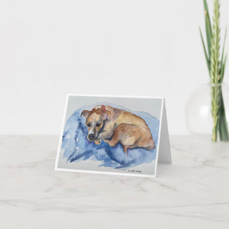 watercolor-sweet rescue pup Folded Thank You Card Tack Kort