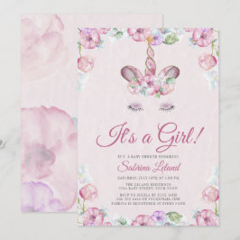 Watercolor Sweet Unicorn Det är en Baby Shower Inbjudningar