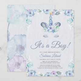 Watercolor Sweet Unicorn Det är en pojkvän-babysko Inbjudningar