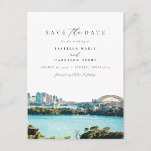 Watercolor Sydney Australia Skyline Destination Vykort