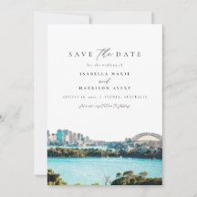 Watercolor Sydney Australien Skyline Spara datumet