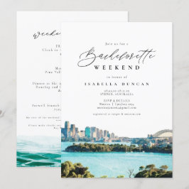 Watercolor Sydney Australien Skyline Tropical Beac Inbjudningar