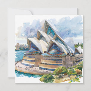 Watercolor Sydney Opera House Aussie Julkort