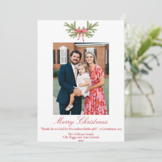 Watercolor Tack vare det traditionella fotot av Gu Julkort