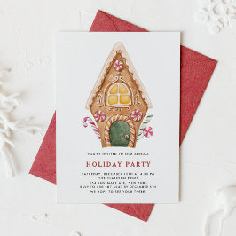 Watercolor Tall Gingertea House-Julfest Inbjudningar
