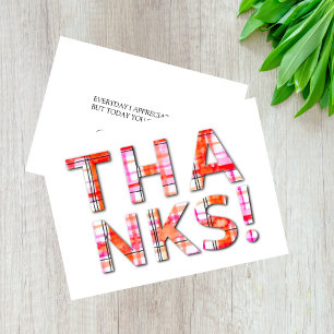 Watercolor Tartan Play Pinks Orange Mönster Tack Kort