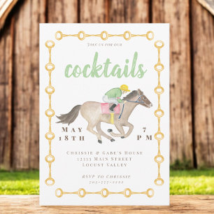 Watercolor Tävling Horse Equestrian Cocktail Inbjudningar