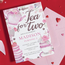 Watercolor Tea Party 2:a födelsedagen Glitter
