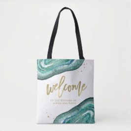 Watercolor Teal and Guld look Geode | Välkommen Tygkasse