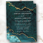 Watercolor Teal Guld Marble Agate Geode Bröllop Inbjudningar<br><div class="desc">Modern Elegant Watercolor Teal och Guld Marble Agate Geode Bröllopskort</div>
